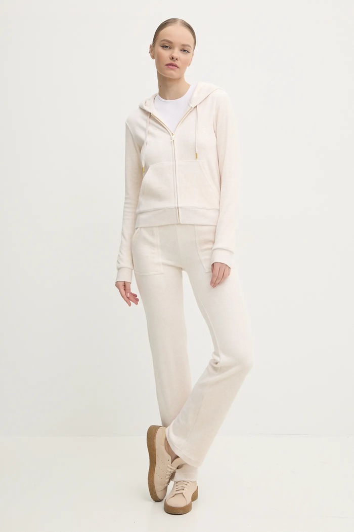 Juicy Couture bluză din velur ROBERTSON GOLD JCAP176G.692 bej AW24