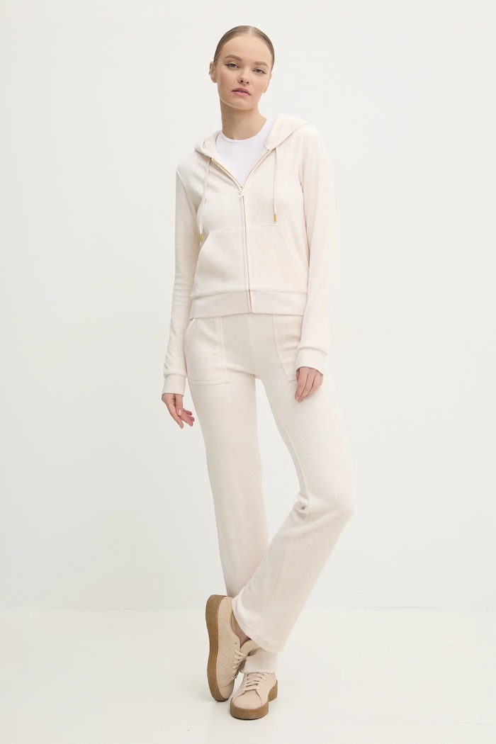 Juicy Couture bluză din velur ROBERTSON GOLD JCAP176G.692 bej AW24