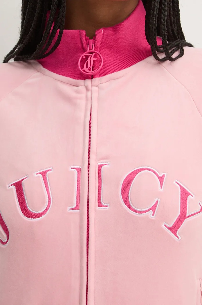 Velurová mikina Juicy Couture TANYA TRACKTOP JCSCT224417.121 růžová