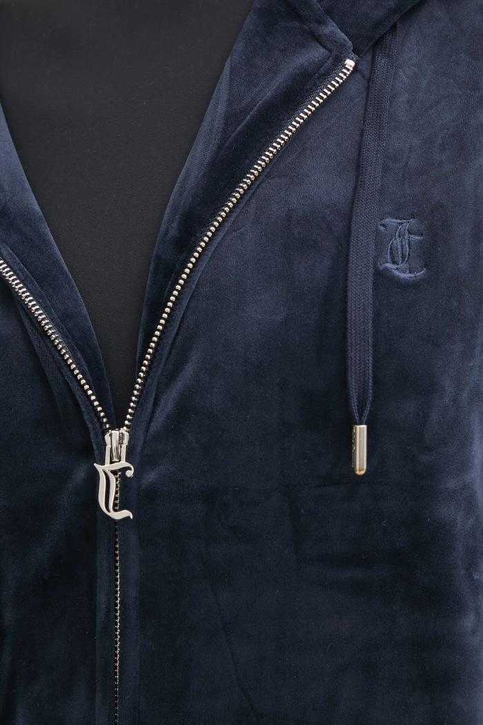 Velurová mikina Juicy Couture HALAN OVERSIZED HOODIE JCWAS24342.131 námořnická modř