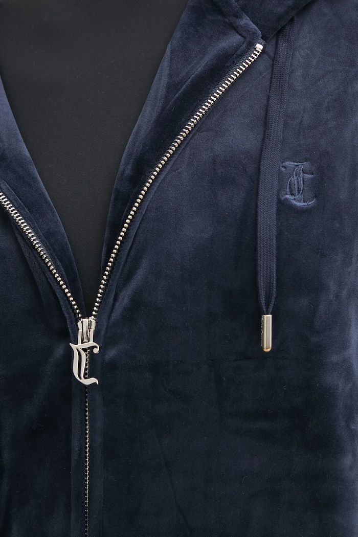 Velurová mikina Juicy Couture HALAN OVERSIZED HOODIE JCWAS24342.131 námořnická modř