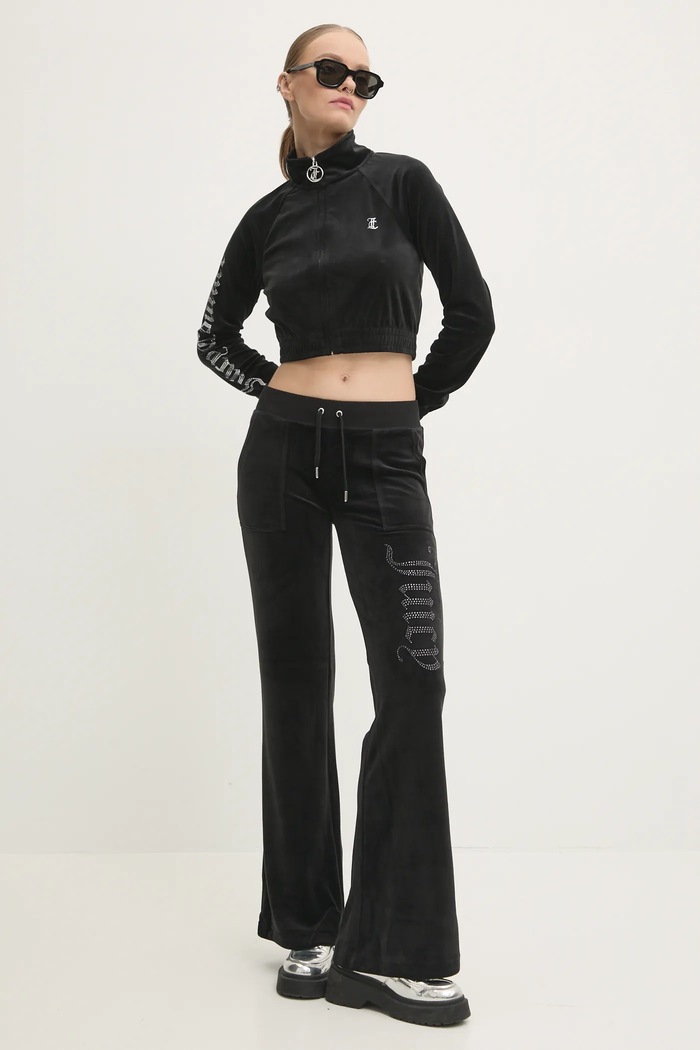 Odzież Juicy Couture bluza welurowa TASHA LOGO TRACKTOP JCWCT24305.101 czarny