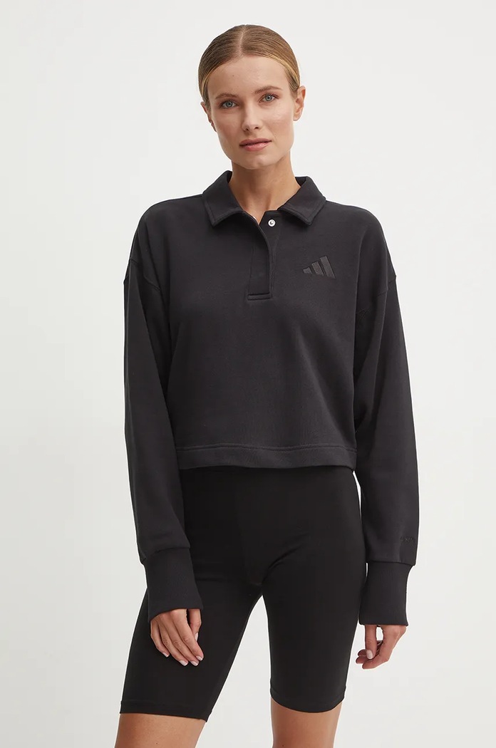 Bavlněná mikina adidas All SZN bez kapuce černá IX3806