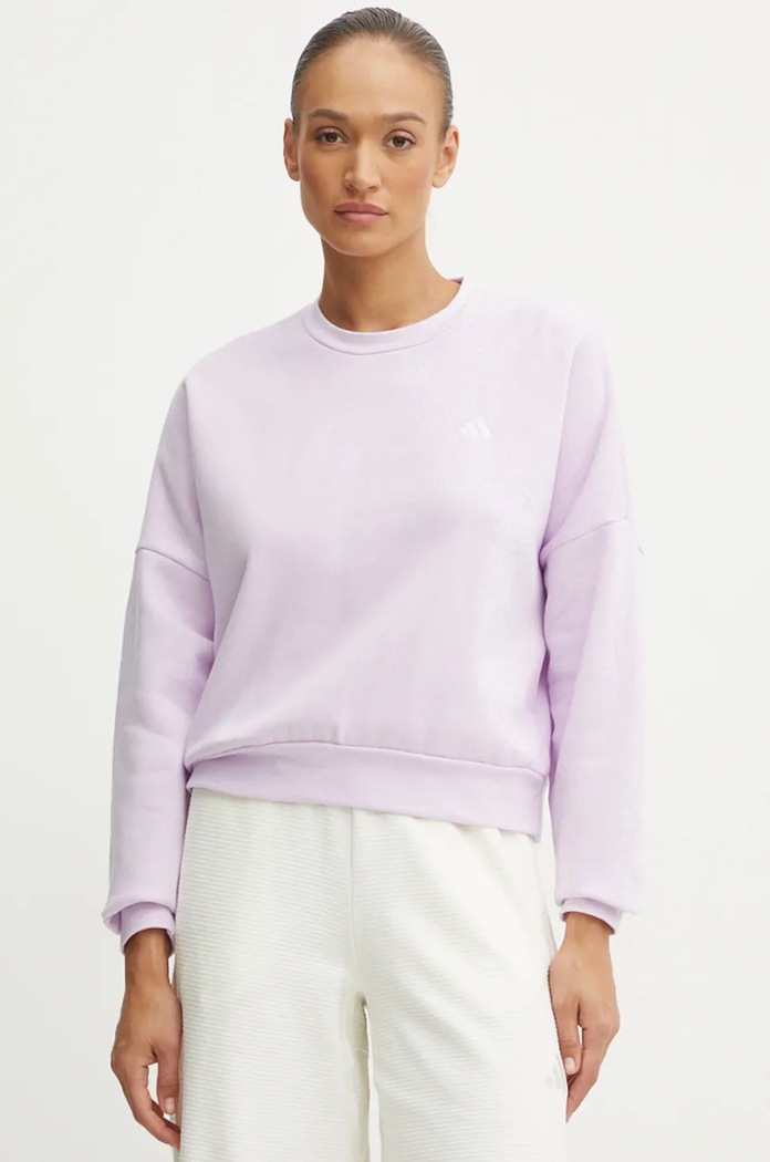 Mikina adidas Essentials bez kapucne fialová JF8827