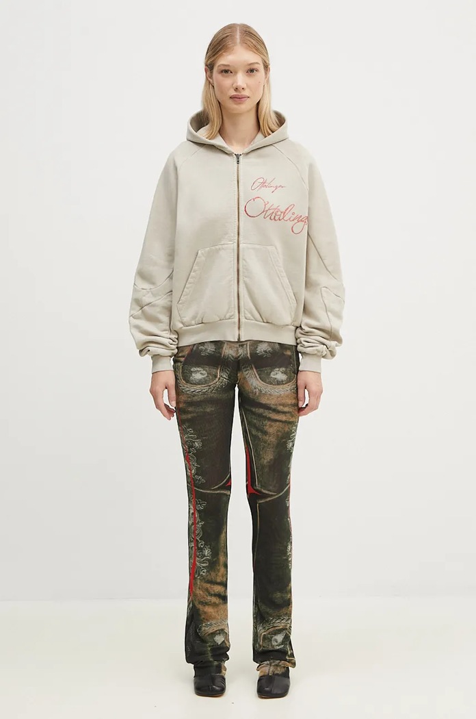 Bavlnená mikina Ottolinger Oversized Zip Hoodie 1150204121 béžová