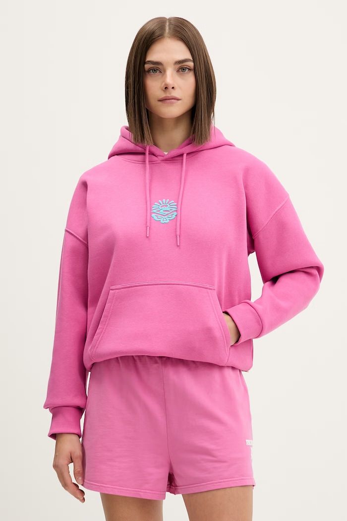 Ρούχα Rip Curl μπλούζα με κουκούλα γυναικεία με βαμβάκι ICONS OF SURF HERITAGE 06NWFL ροζ