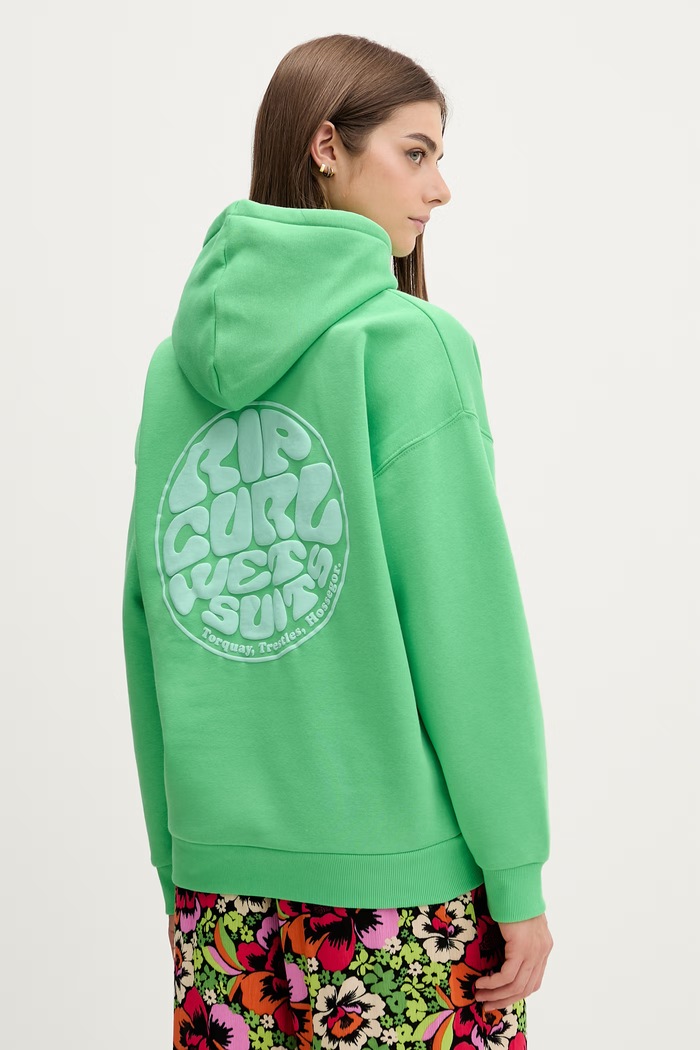 Rip Curl μπλούζα με κουκούλα γυναικεία με βαμβάκι ICONS OF SURF HERITAGE πράσινο 06NWFL