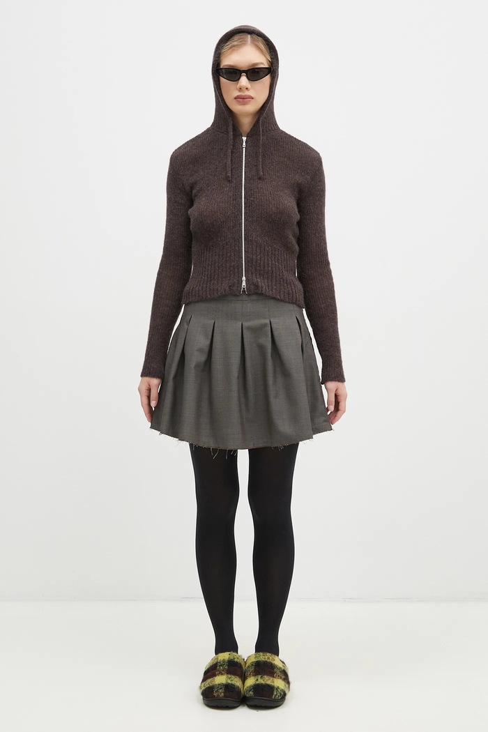 Our Legacy woolen cardigan Compact Hood W4243CSB brown