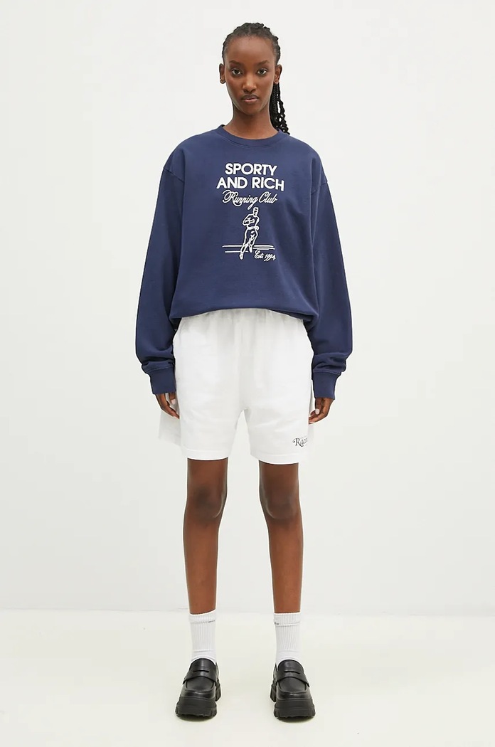 Sporty & Rich cotton sweatshirt Running Man WS067S409RN navy