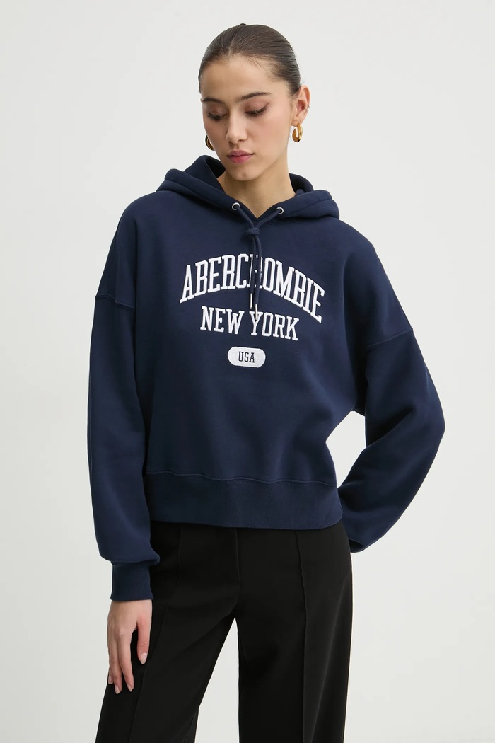 Mikina Abercrombie & Fitch s kapucí námořnická modř KI152.4201.200