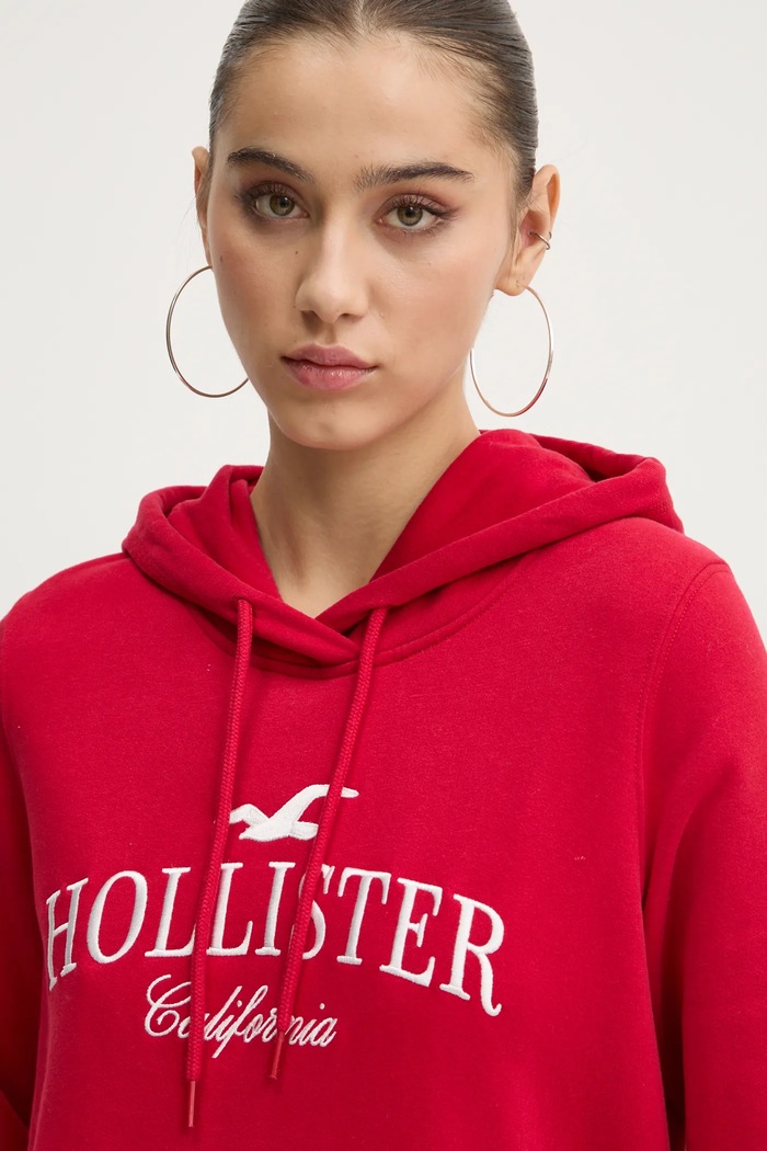 Mikina Hollister Co. s kapucňou červená KI352.4208.500