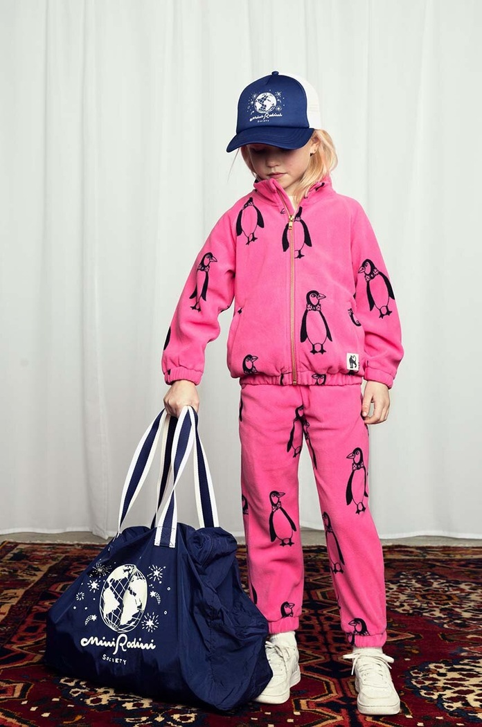 Детски суичър Mini Rodini Penguin без качулка розов 1100009128
