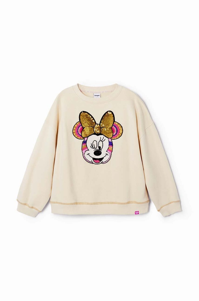 Desigual bluza bawełniana dziecięca MICKEY MOUSE 24WGSK07 beżowy AW24