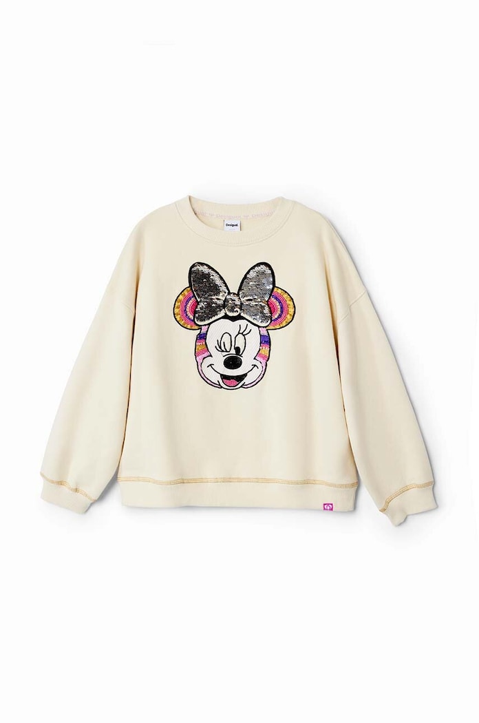 Desigual bluza bawełniana dziecięca MICKEY MOUSE beżowy 24WGSK07