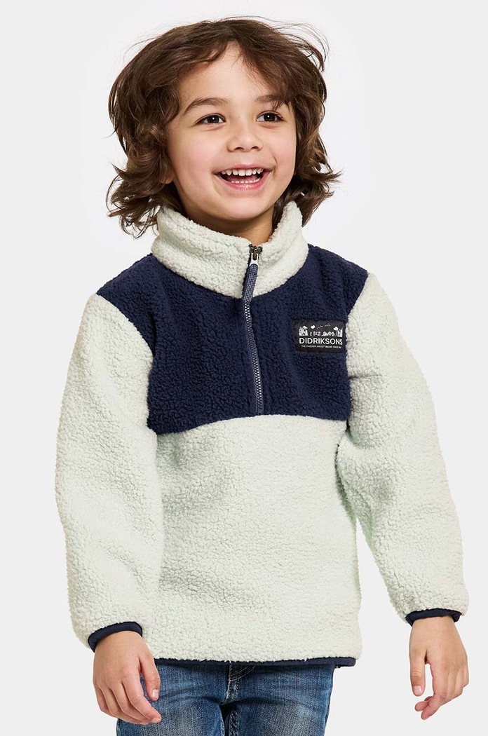 Dětská fleecová mikina Didriksons GOSIG KIDS HALFZIP bez kapuce zelená 505536