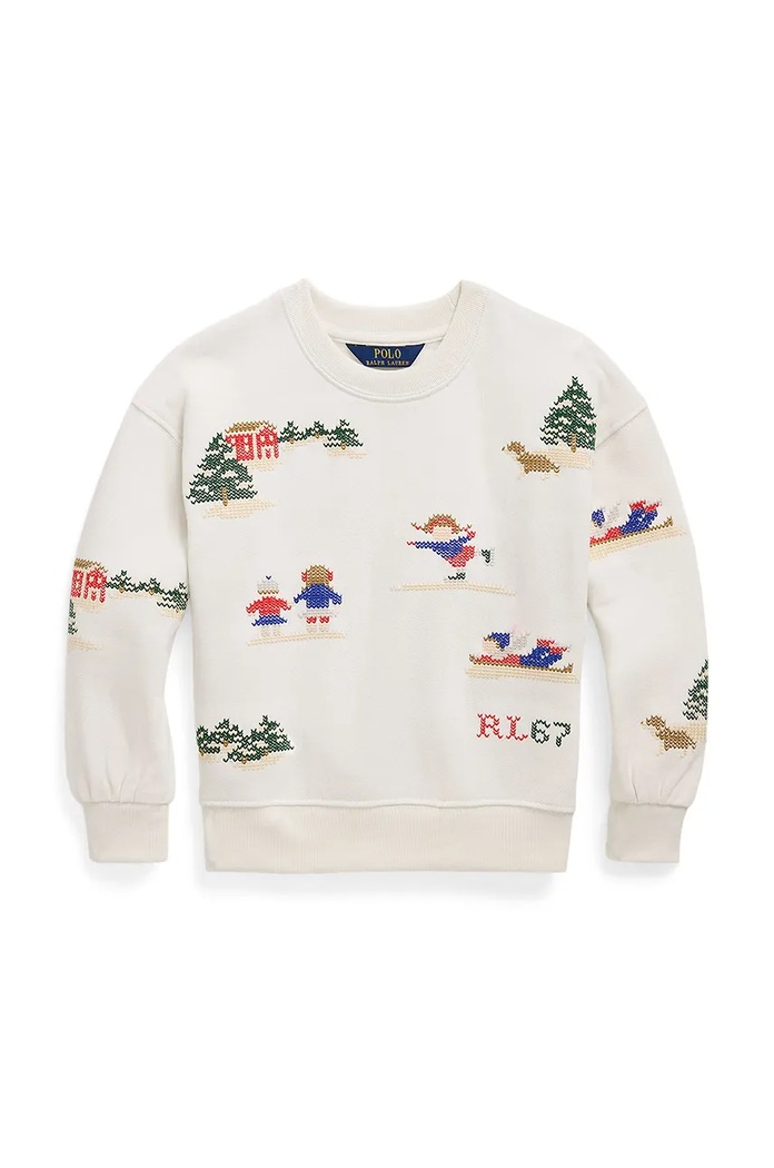Dětská bavlněná mikina Polo Ralph Lauren bez kapuce béžová 312952129001