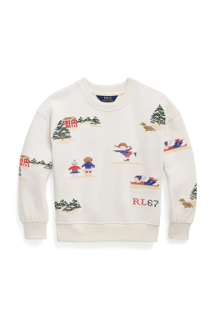 Dětská bavlněná mikina Polo Ralph Lauren bez kapuce béžová 312952129001