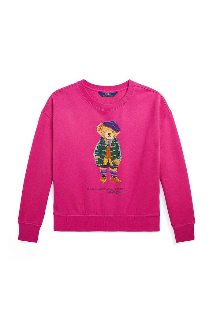 Dětská mikina Polo Ralph Lauren bez kapuce růžová 313951082001