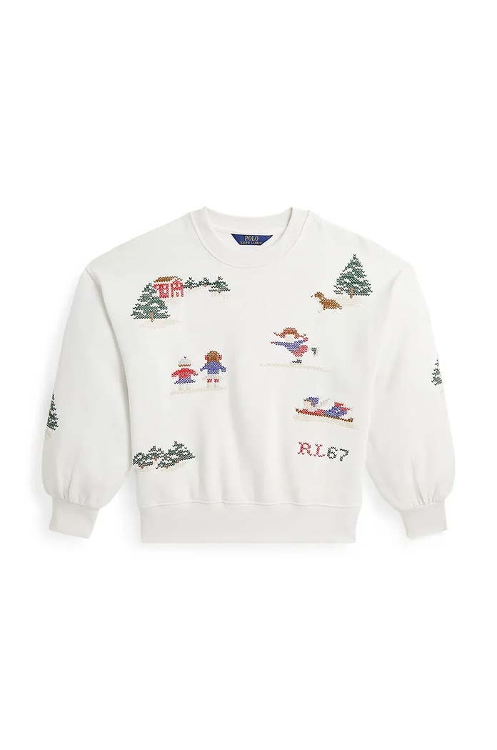 Otroški bombažen pulover Polo Ralph Lauren Brez kapuce bež 313952129001