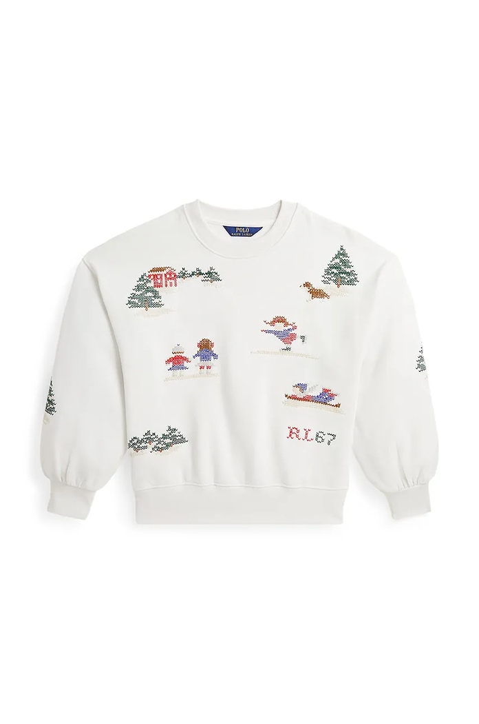 Otroški bombažen pulover Polo Ralph Lauren Brez kapuce bež 313952129001