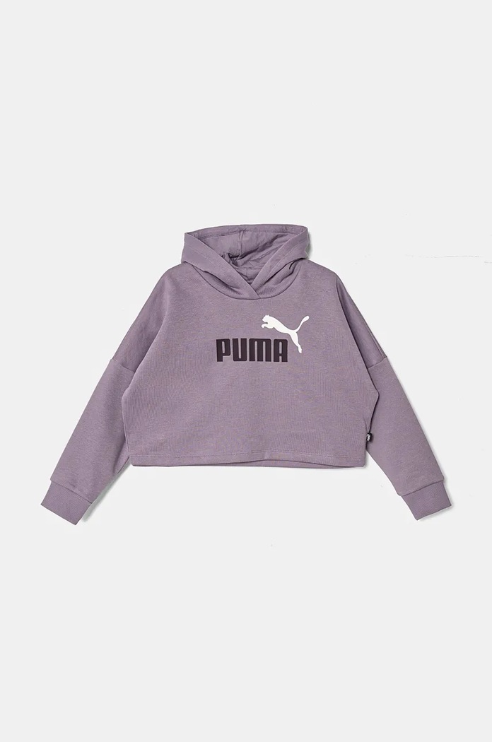 Puma bluza copii ESS Logo Cropped Hoodie print violet 671134