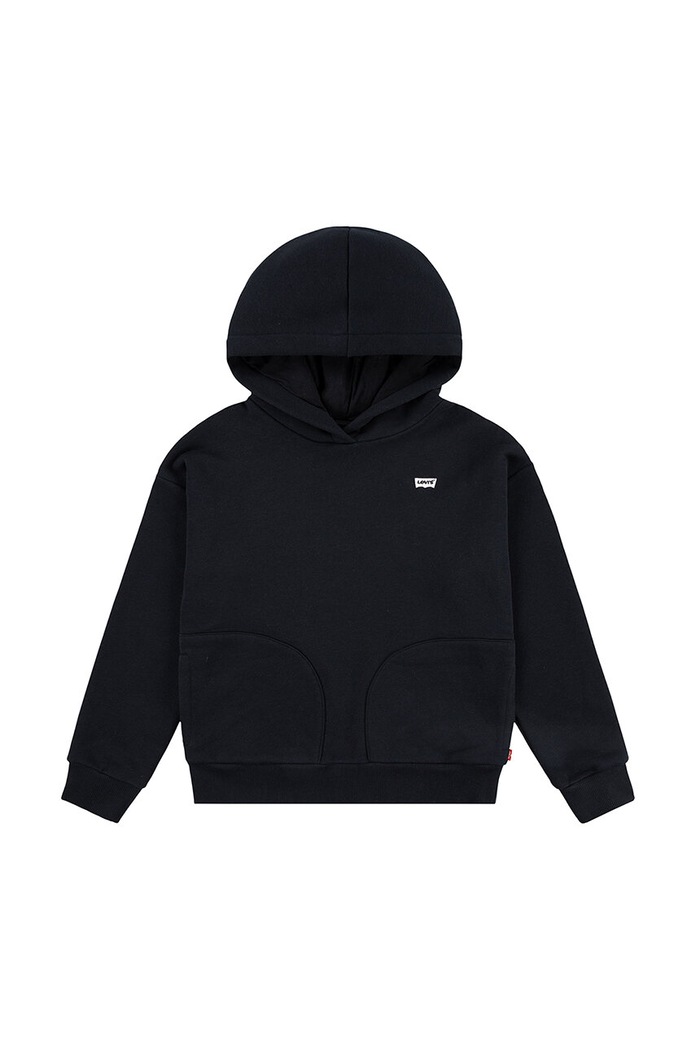 Dětská mikina Levi's BATWING CHEST HIT HOODIE s kapucí černá 4EL078