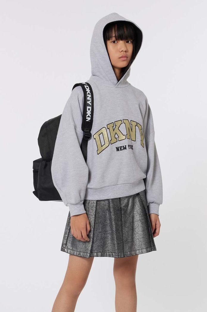Παιδική μπλούζα Dkny με κουκούλα γκρί D60249.126.150