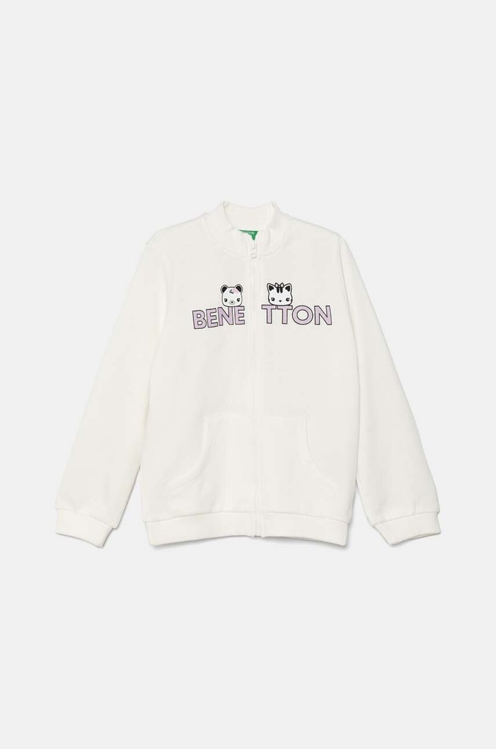 United Colors of Benetton bluza bawełniana dziecięca nadruk biały 3J70G5037.P.Seasonal
