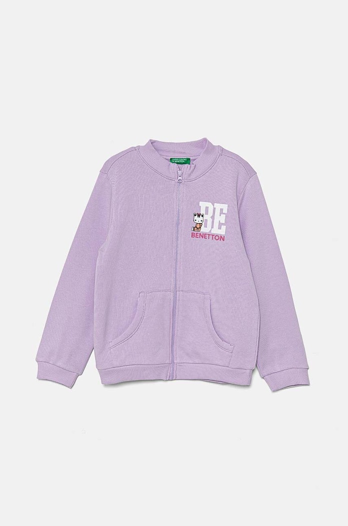 United Colors of Benetton bluza bawełniana dziecięca nadruk fioletowy 3J70G5037.P.Seasonal