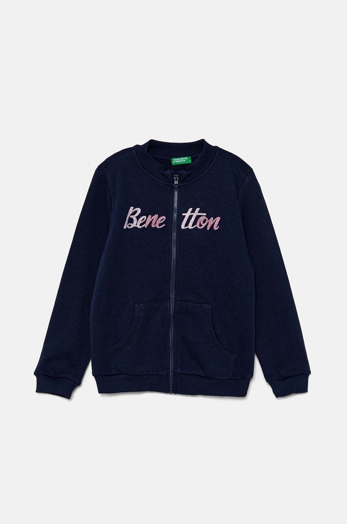 United Colors of Benetton bluza bawełniana dziecięca nadruk granatowy 3J70G5037.P.Seasonal