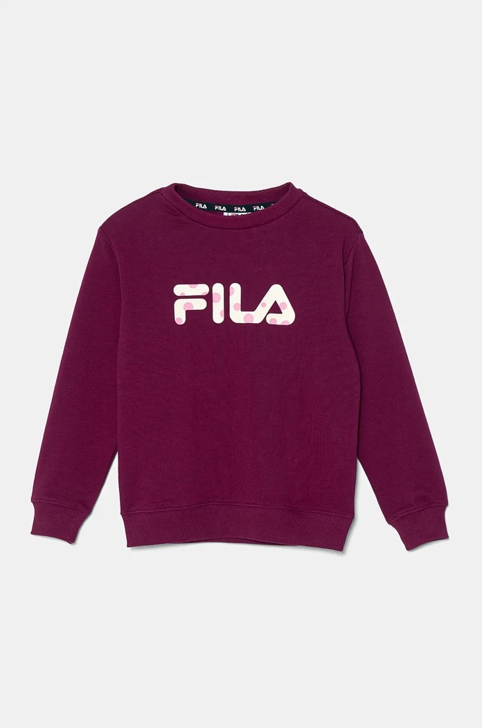 Детски суичър Fila LIETH без качулка виолетов FAK0372