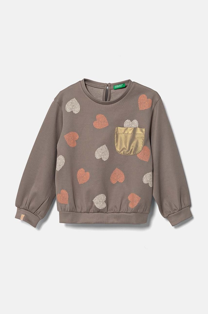 Dětská mikina United Colors of Benetton bez kapuce béžová 34JZG10FQ.P.Seasonal