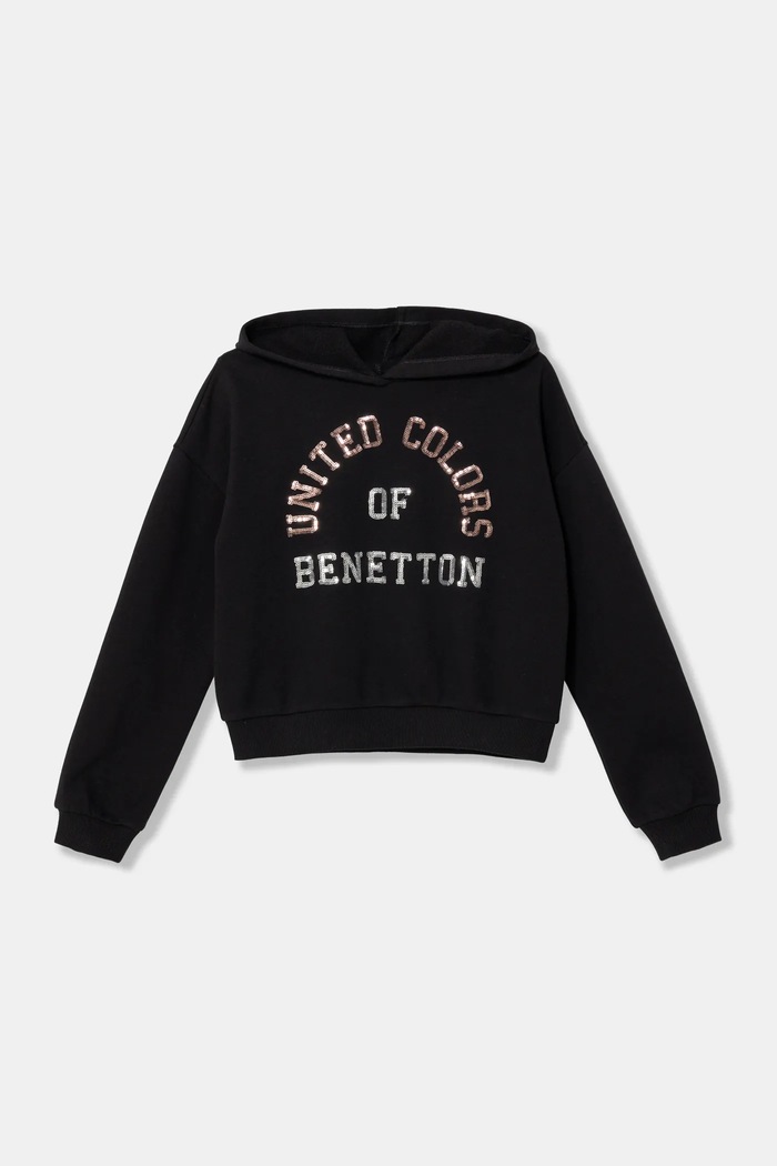Παιδική μπλούζα United Colors of Benetton απλικέ μαύρο 39M2C203W.G.Seasonal