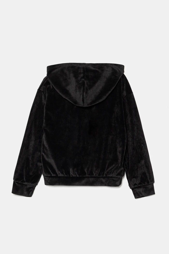 United Colors of Benetton bluza welurowa dziecięca 37JBC203V.G.Seasonal czarny AW24