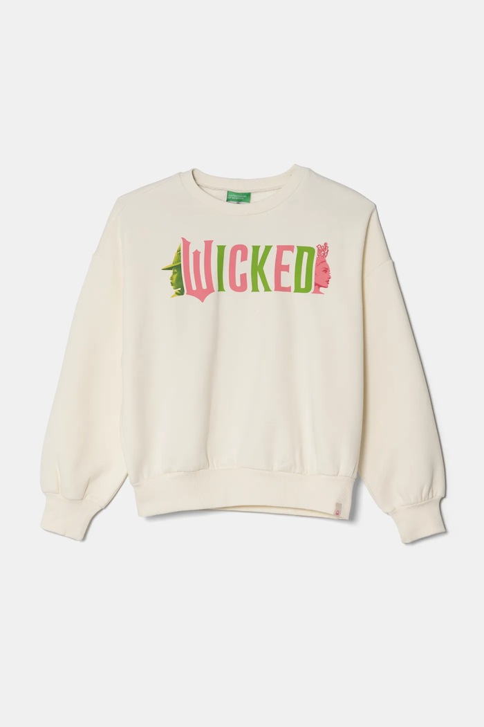 Dětská mikina United Colors of Benetton bez kapuce béžová 3FE1C10OI.G.Seasonal