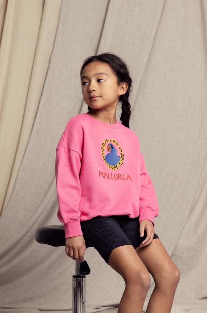 Mini Rodini bluza bawełniana dziecięca Parrot nadruk różowy 2462012028