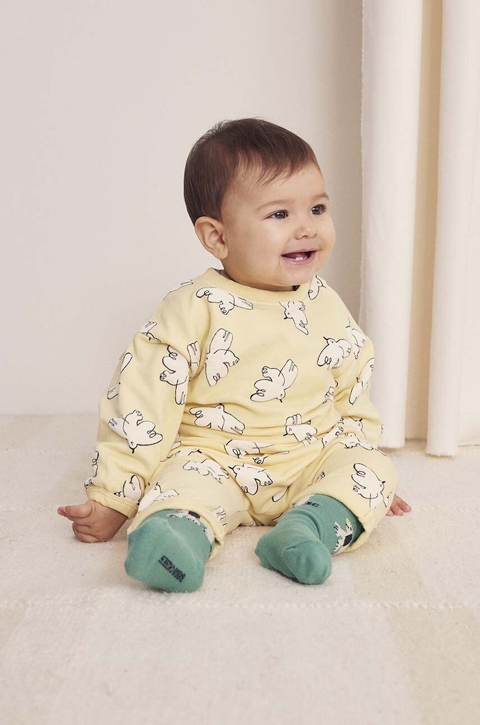 Mikina pre bábätká Bobo Choses Freedom Bird potlač žltá 224AB027