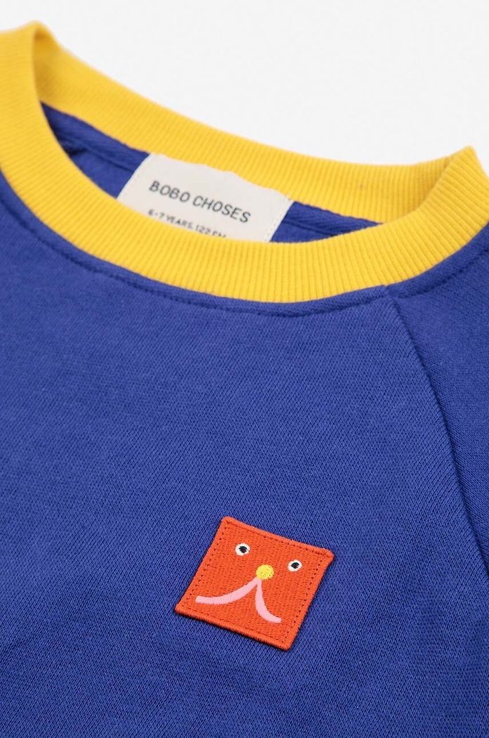 Dětská mikina Bobo Choses Funny face 224AC052 námořnická modř AW24