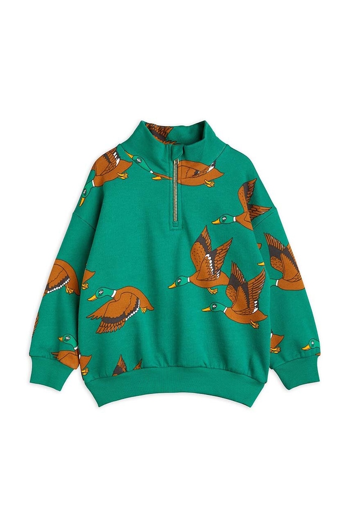 Dětská bavlněná mikina Mini Rodini Ducks bez kapuce zelená 2272000975