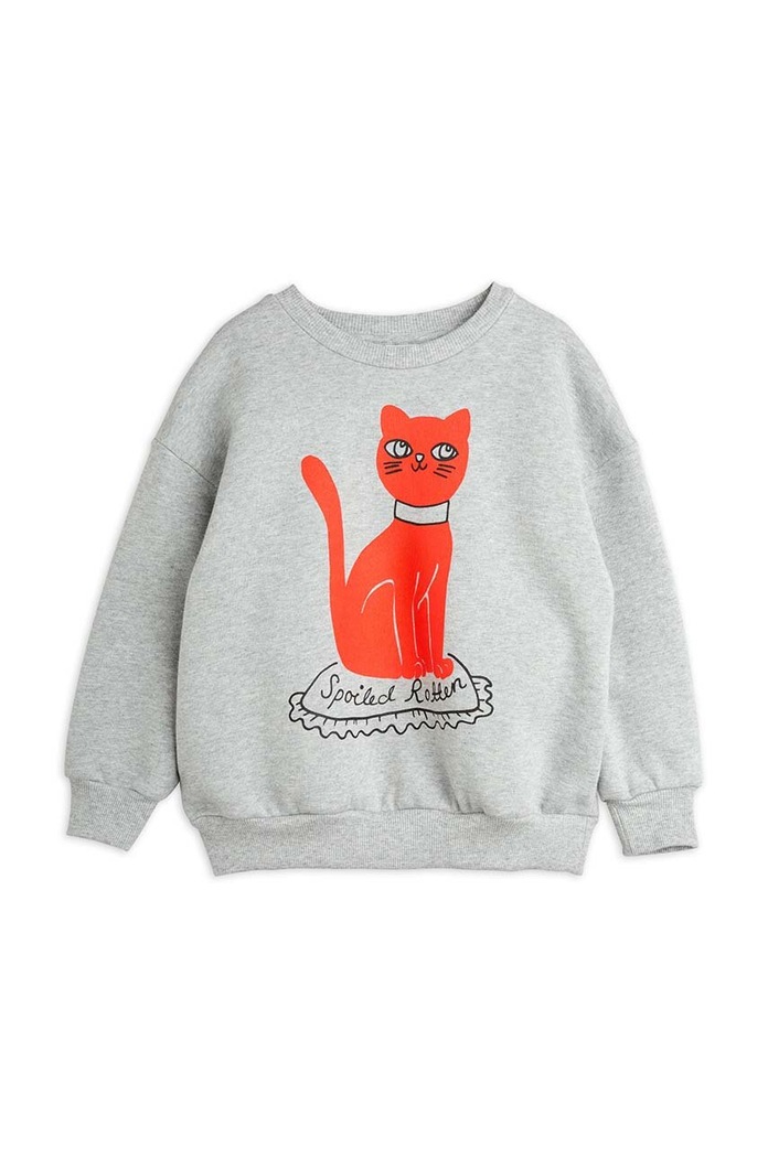 Detská bavlnená mikina Mini Rodini Cat 2472012194 sivá AW24