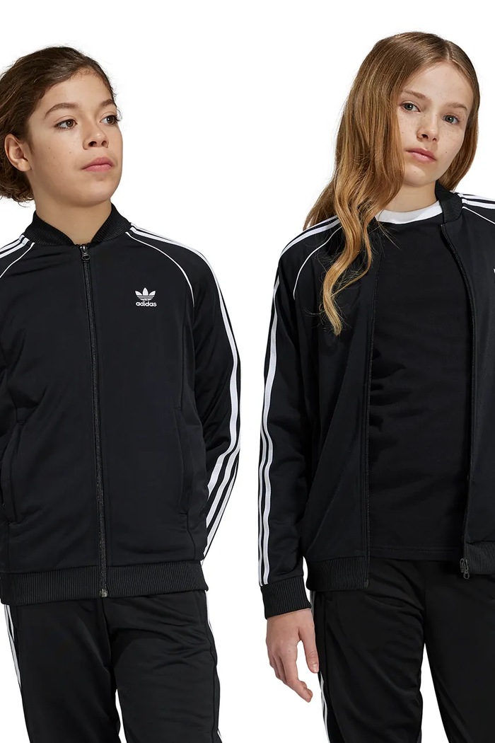 Detská mikina adidas Originals SST TRACK TOP bez kapucne čierna IX7628