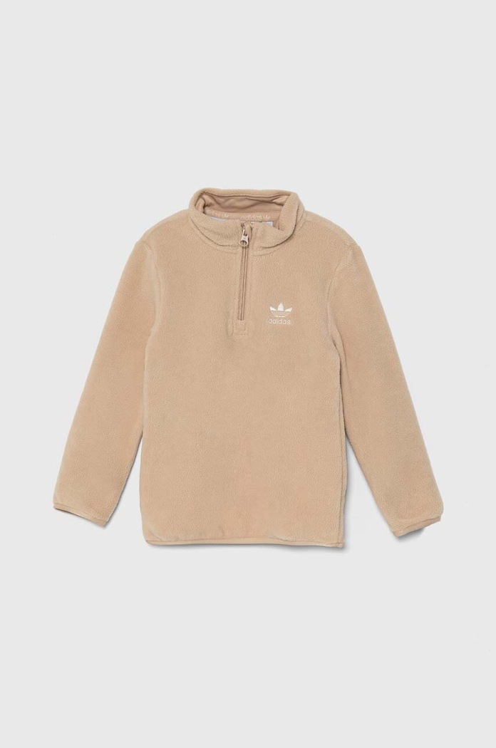 Dětská fleecová mikina adidas Originals POLAR FLEECE HZ bez kapuce béžová IX9846