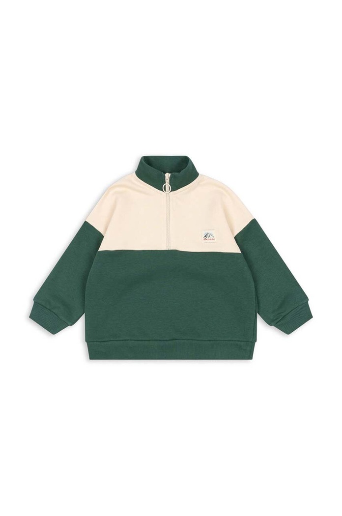 Детски суичър Konges Sløjd LOU HALF ZIP SWEAT OCS KS101563 зелен AW24