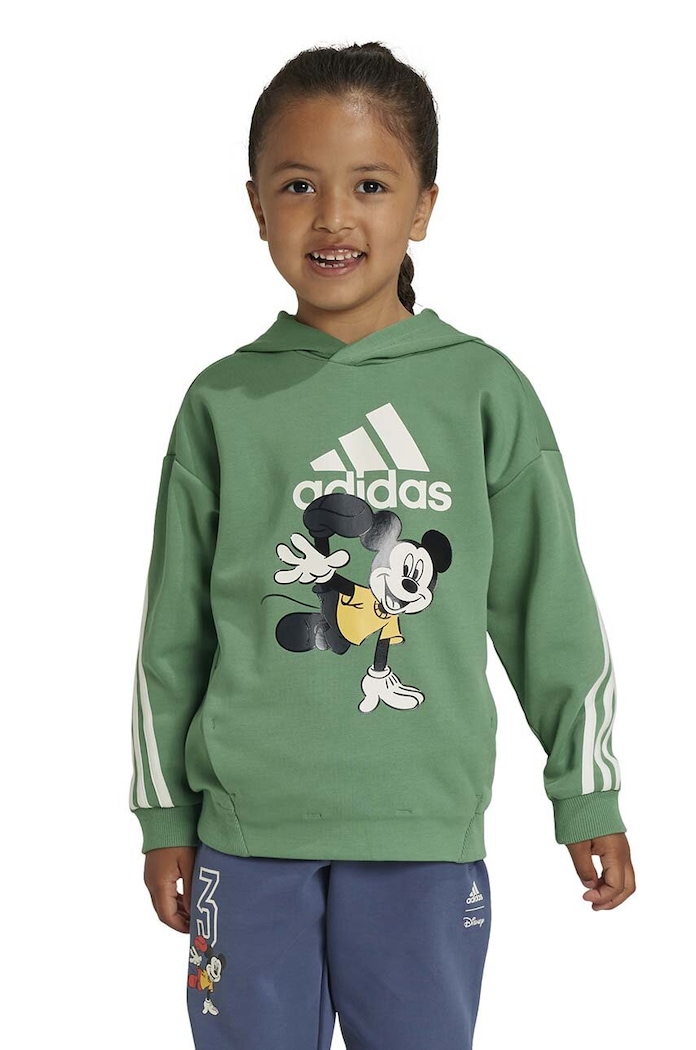 adidas bluza dziecięca LK DY MM SWT z kapturem zielony IW0672