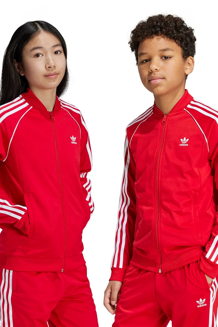 Detská mikina adidas Originals SST TRACK TOP bez kapucne červená IX7629