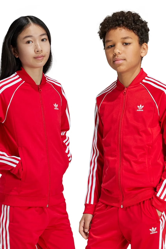 Detská mikina adidas Originals SST TRACK TOP bez kapucne červená IX7629