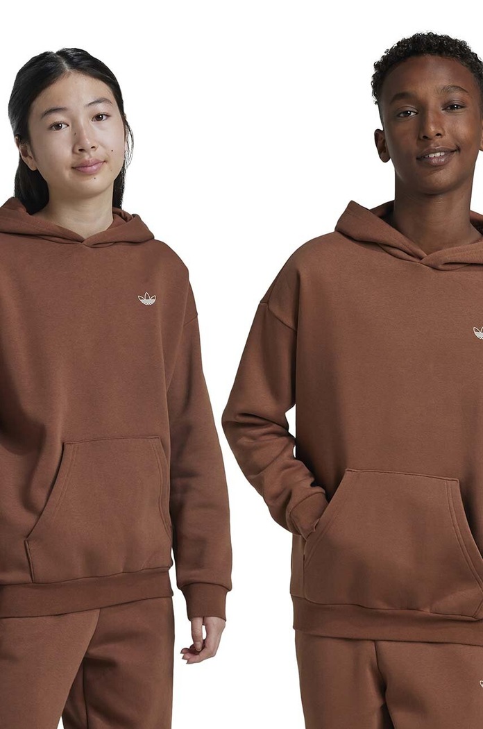 adidas Originals bluza dziecięca HOODIE z kapturem brązowy IY9553