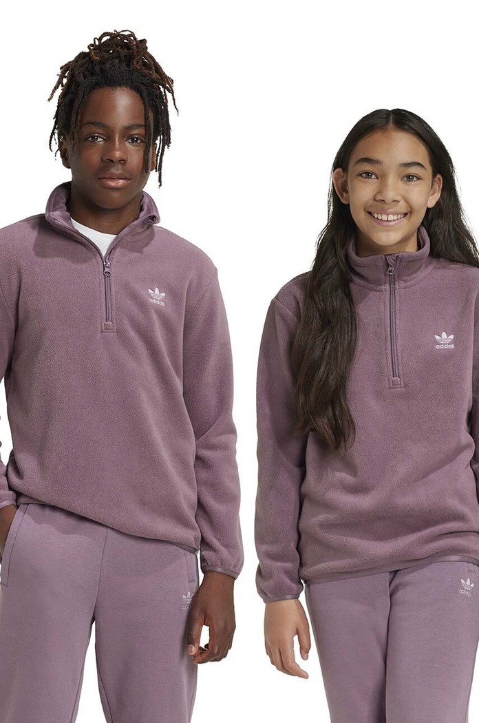 Dječja majica od flisa adidas Originals POLAR FLEECE HZ bez kapuljače ljubičasta IY5015