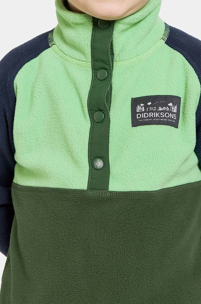 Dětská fleecová mikina Didriksons MONTE KIDS HALF BU zelená 505590
