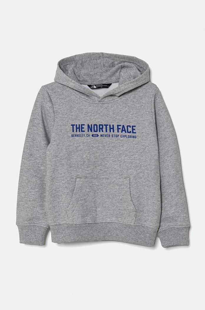 The North Face bluza dziecięca VARSITGRAPHIC RELAXED HOODIE z kapturem szary NF0A89HBDYX1